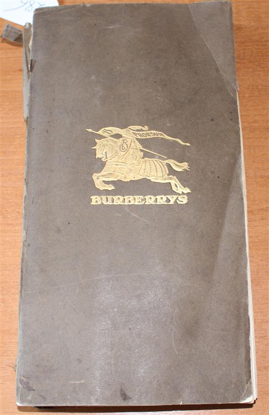 Burberry - Burberry For Men, 19th edition, elongated qto, 256 pages, many mounted with cloth swathes, Burberry gilt coat of arms to fro